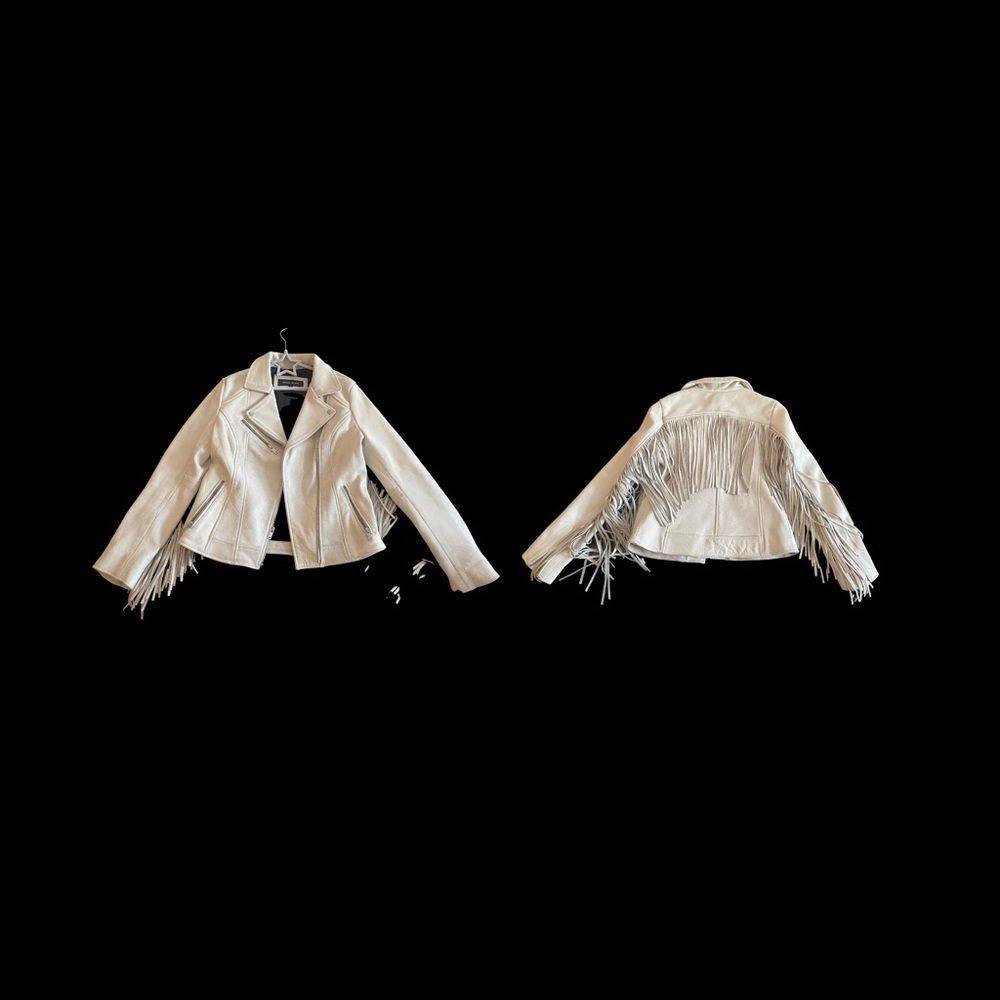 Cream Vintage Leather Jacket! Size XS